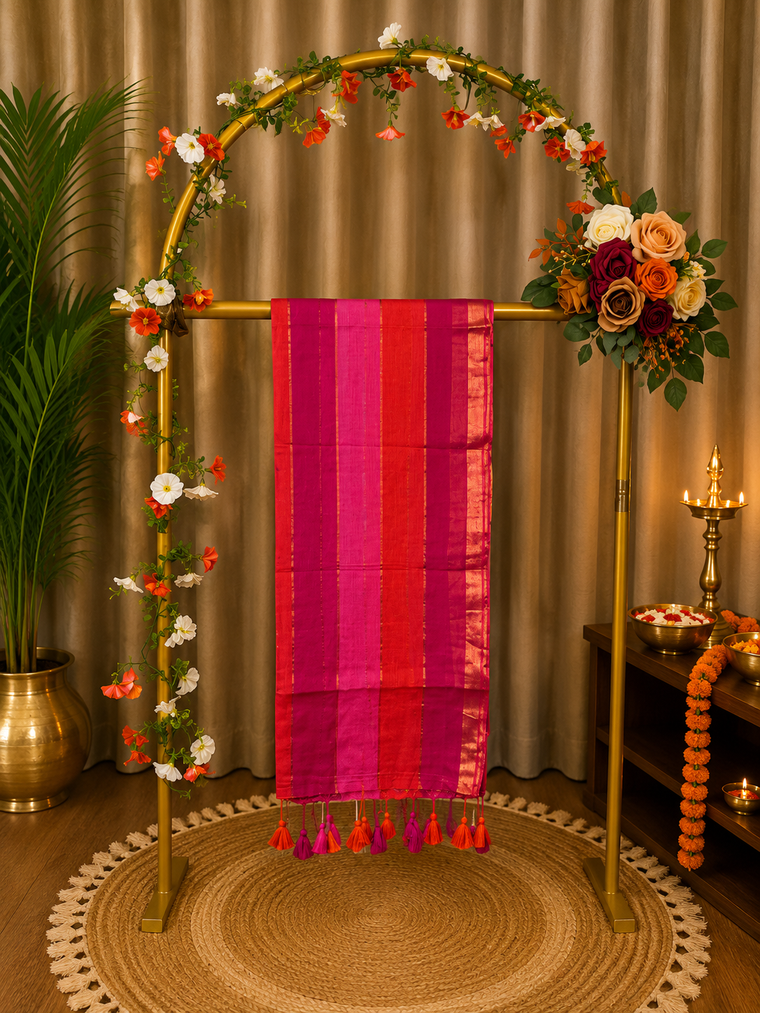 Multicolour Mul Cotton Saree
