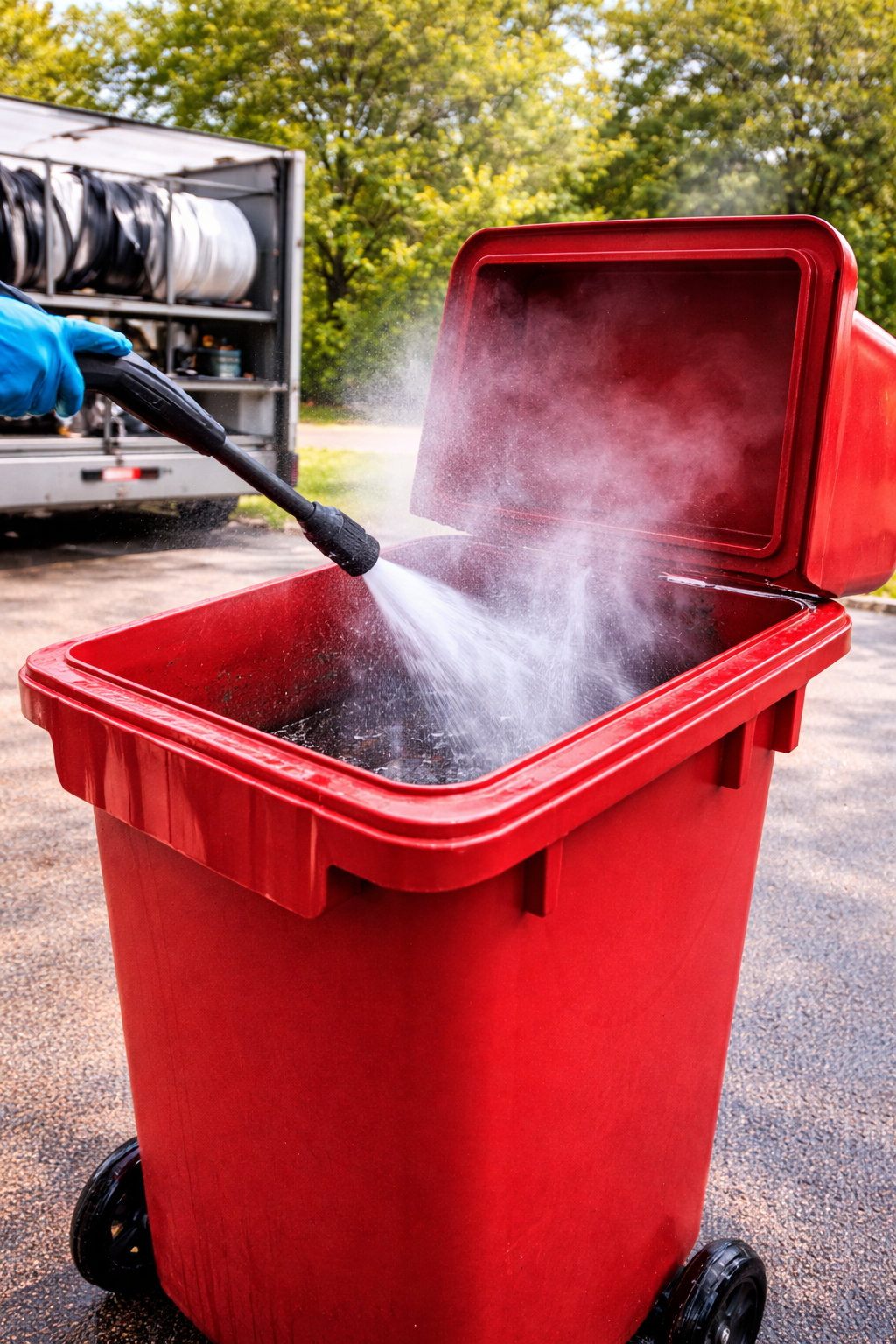 Power washing a red trash bin.png