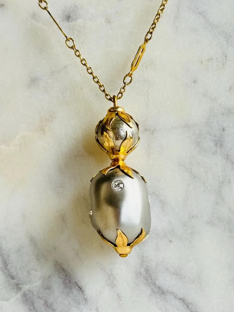 Curated Bead Heirloom-Led Oracle Pendant. Nonno's Keepings.