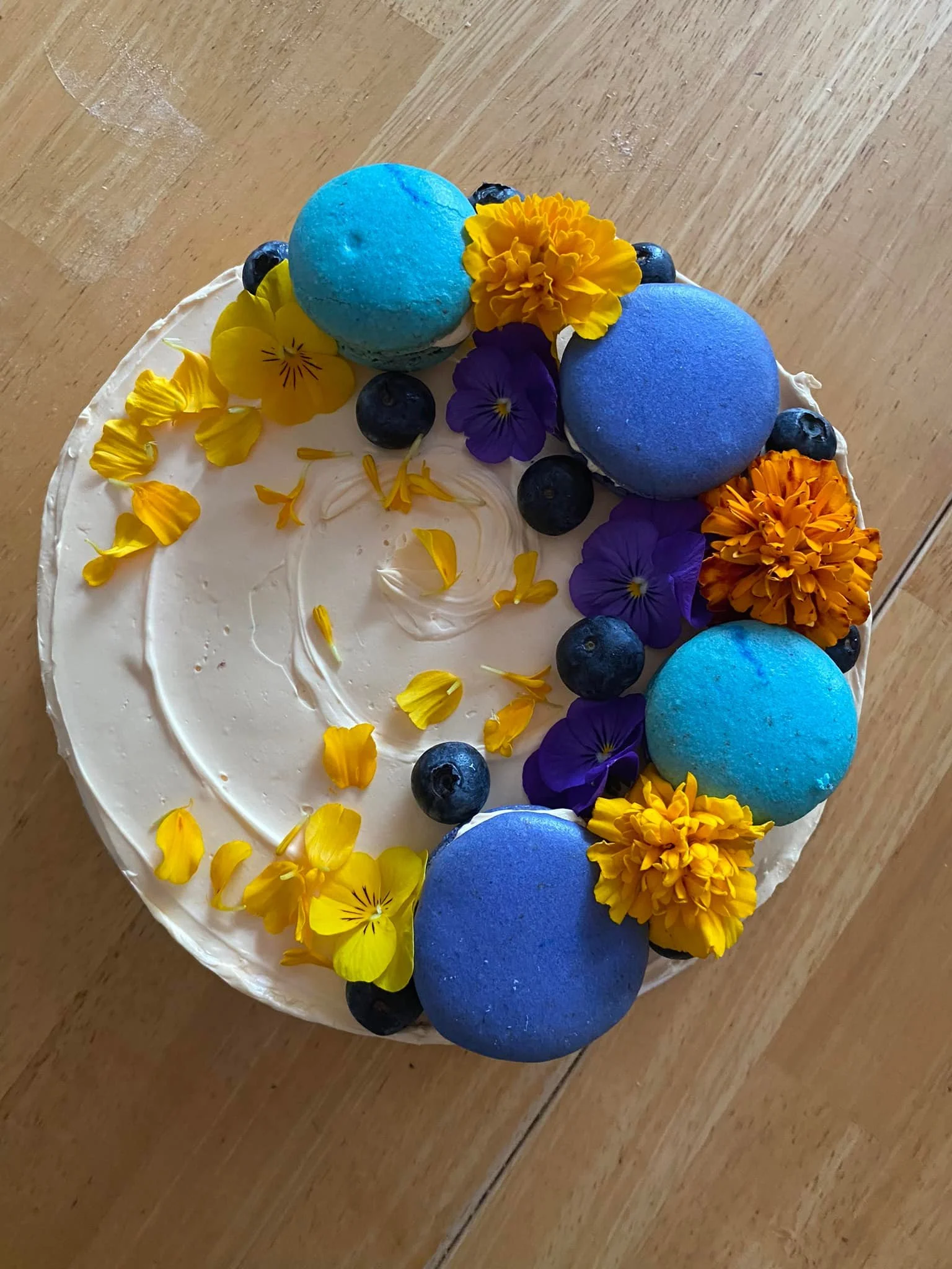 Lavender Cake with Blueberry Cream Filling and Orange Blossom Frosting