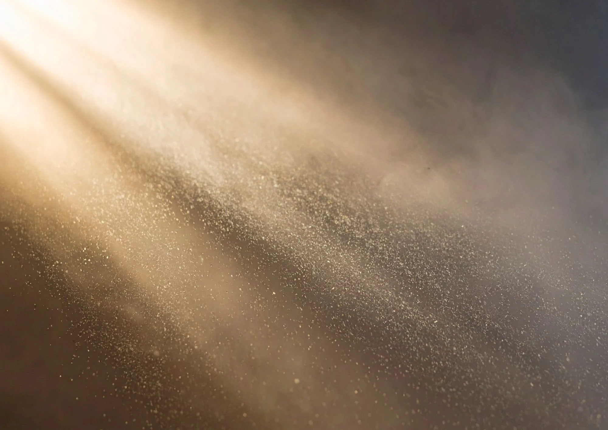 Nahaufnahme von goldfarbenem Glitzerstaub auf einer schwarzen Oberfläche.