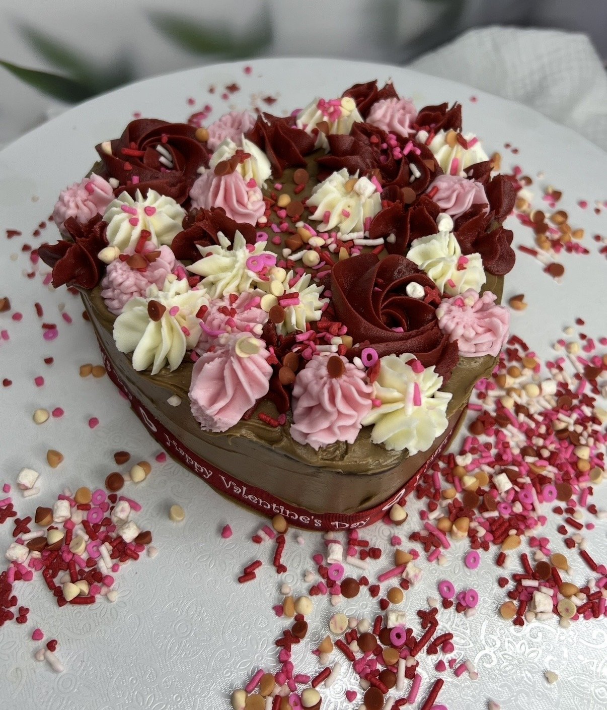 Heart-Shaped Valentine's Brownie Cake