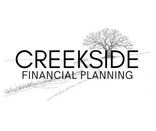 Creekside Financial Planning logo with a creek and a live oak tree outline drawing
