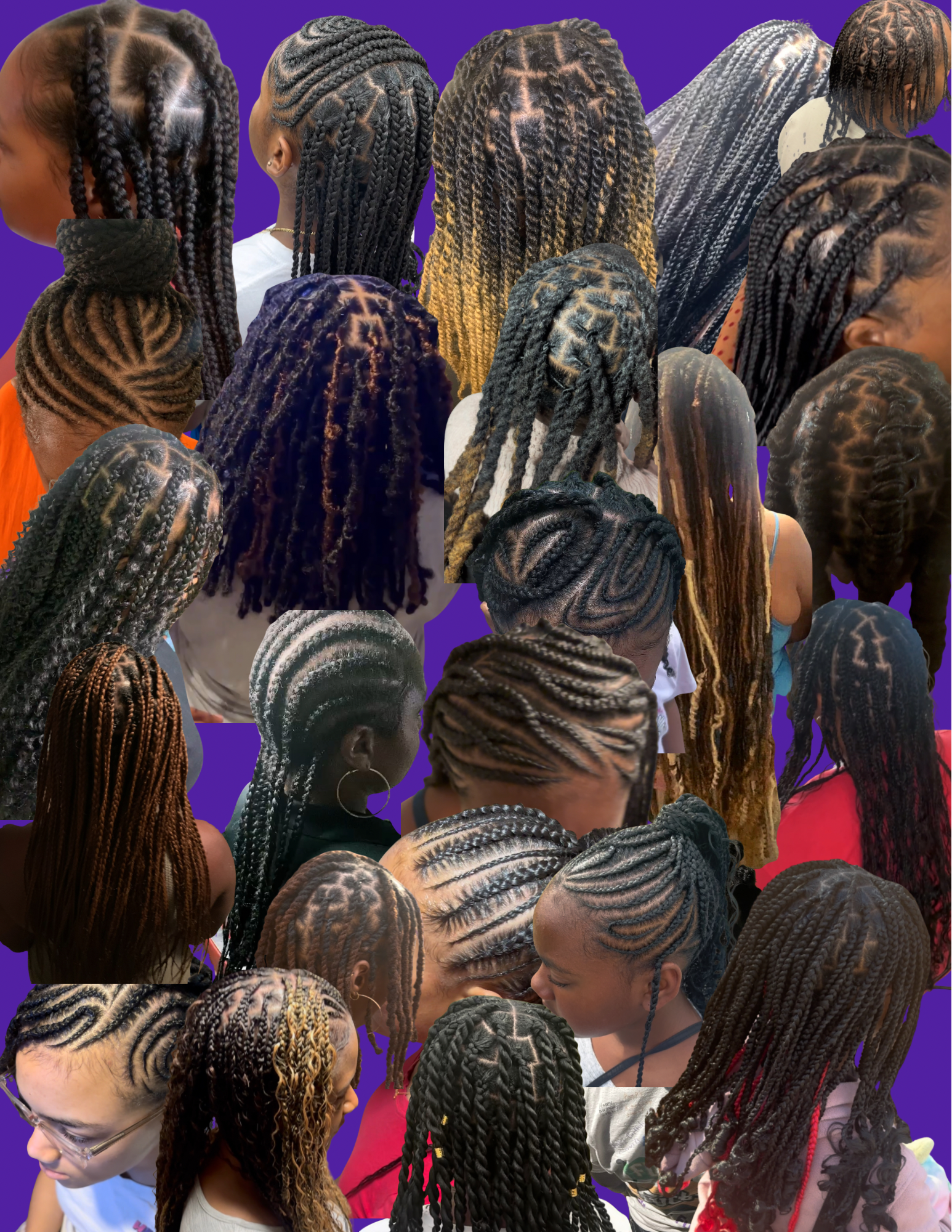 Braids twists locs on natural hair black girls and women in Virginia booking mobile braider loctician around Richmond va Lynchburg va FarmVille Va Appomattox Va midlothian Va doing small Knotless boho braids dreadlock protective hairstyles