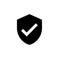 A shield with a checkmark inside it.
