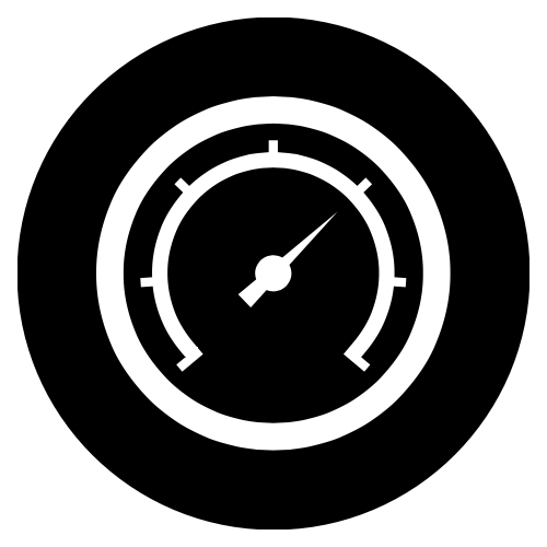 Icon of a speedometer with a needle pointing slightly to the right.