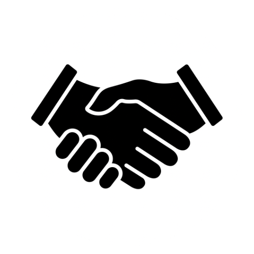 Icon of two hands shaking within a circular background.