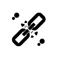 Broken chain link with surrounding debris.