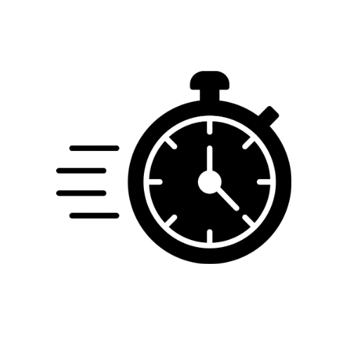 A stopwatch icon with speed lines to indicate fast timing or quickness.