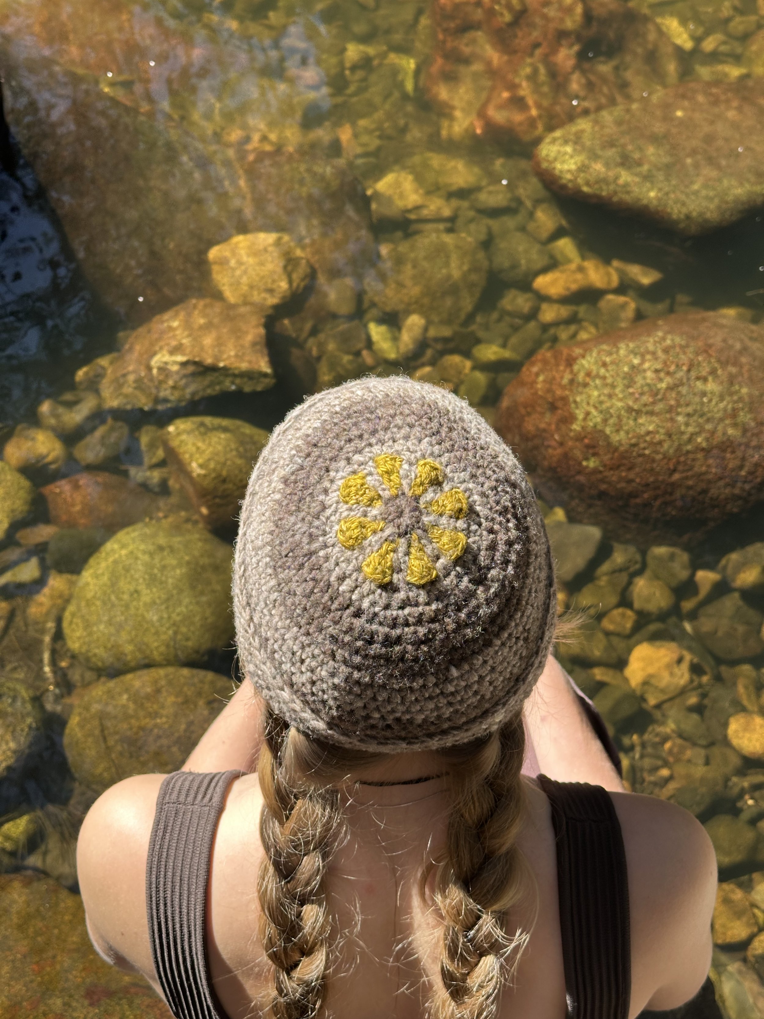 Freehand flower beanie