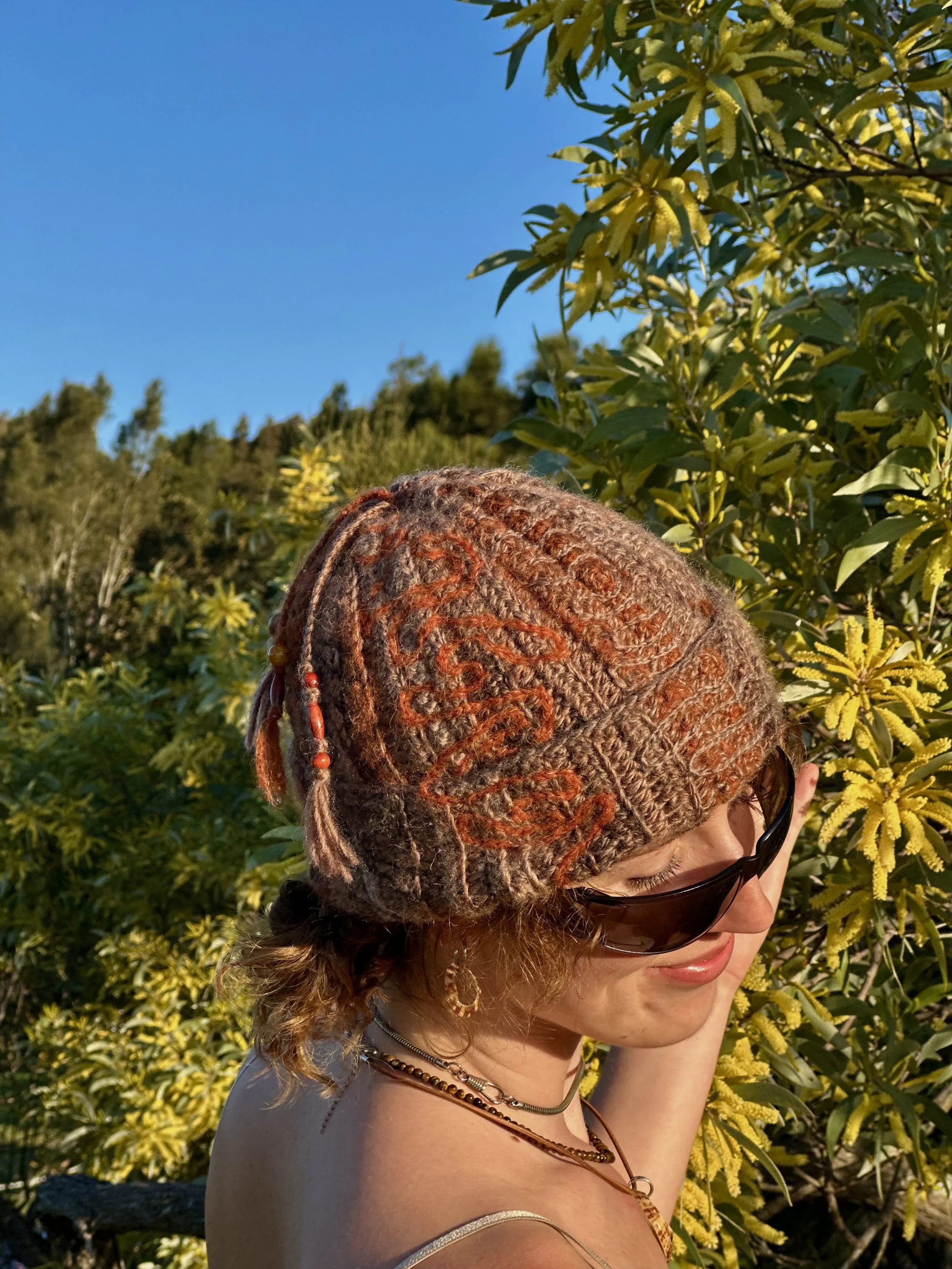 Scribbly Gum inspired freehand beanie
