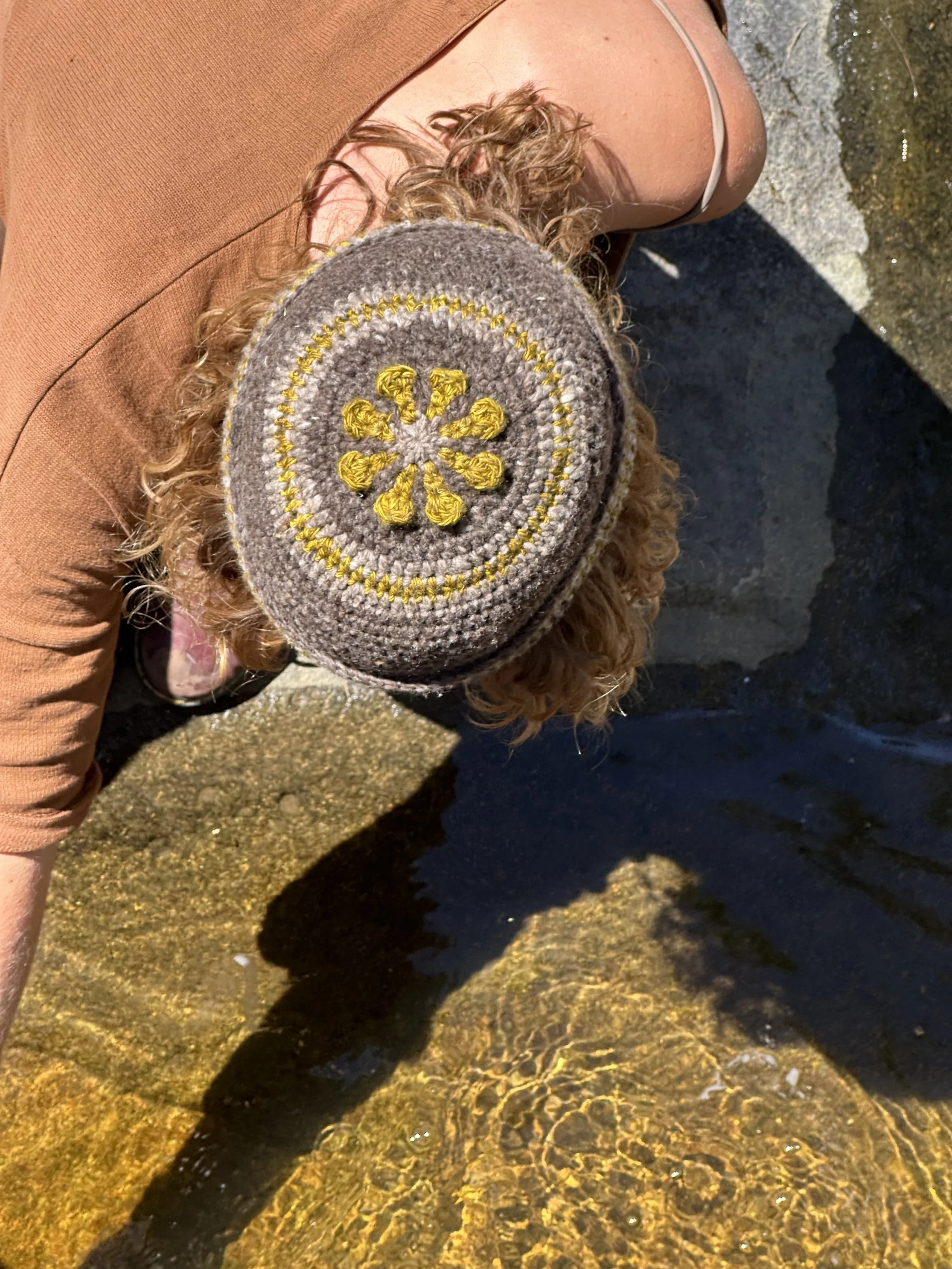 Freehand flower beanie
