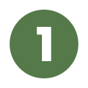 A green circular badge with the number one in black in the center.