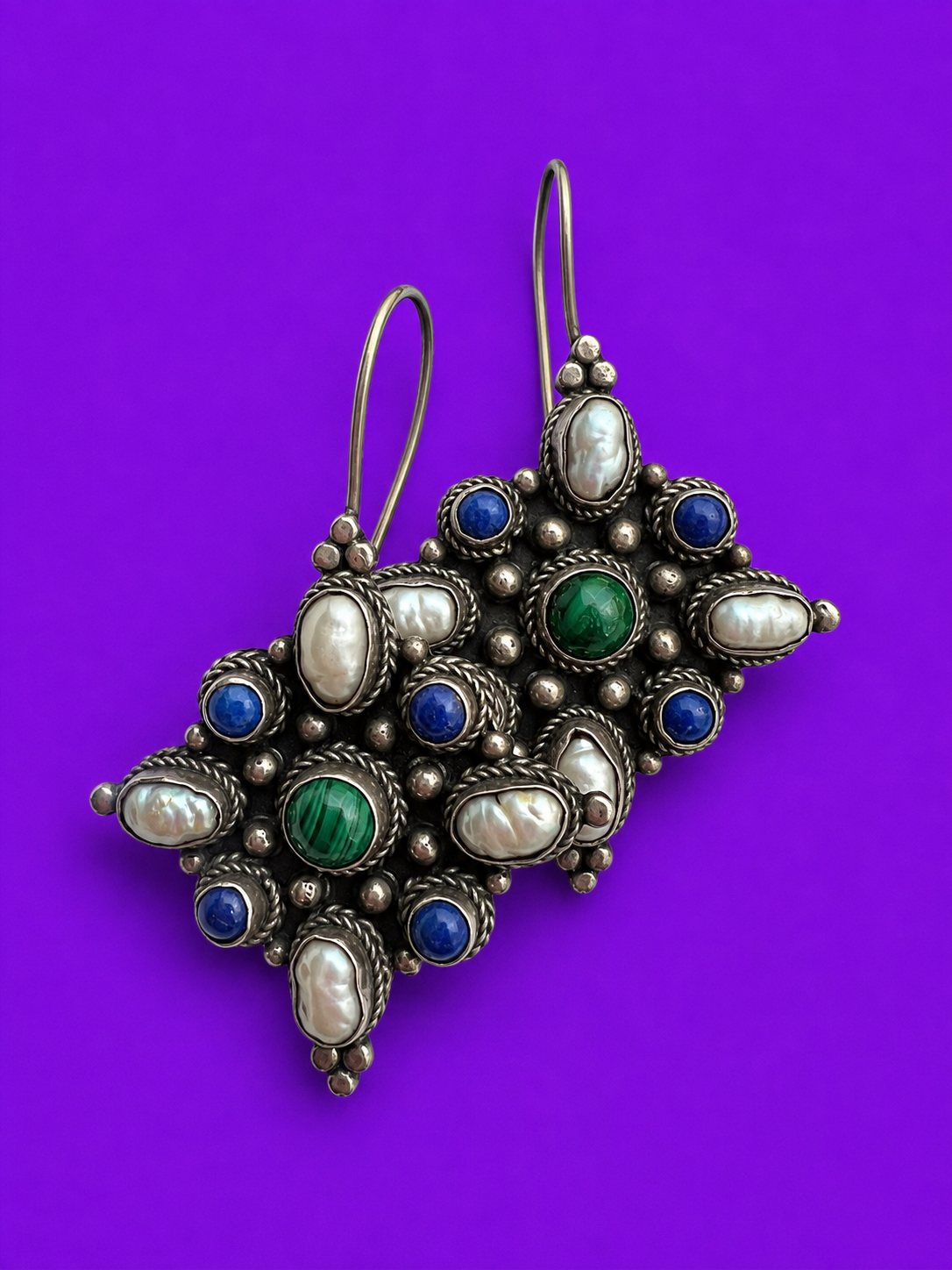 Gemstone & pearl earrings