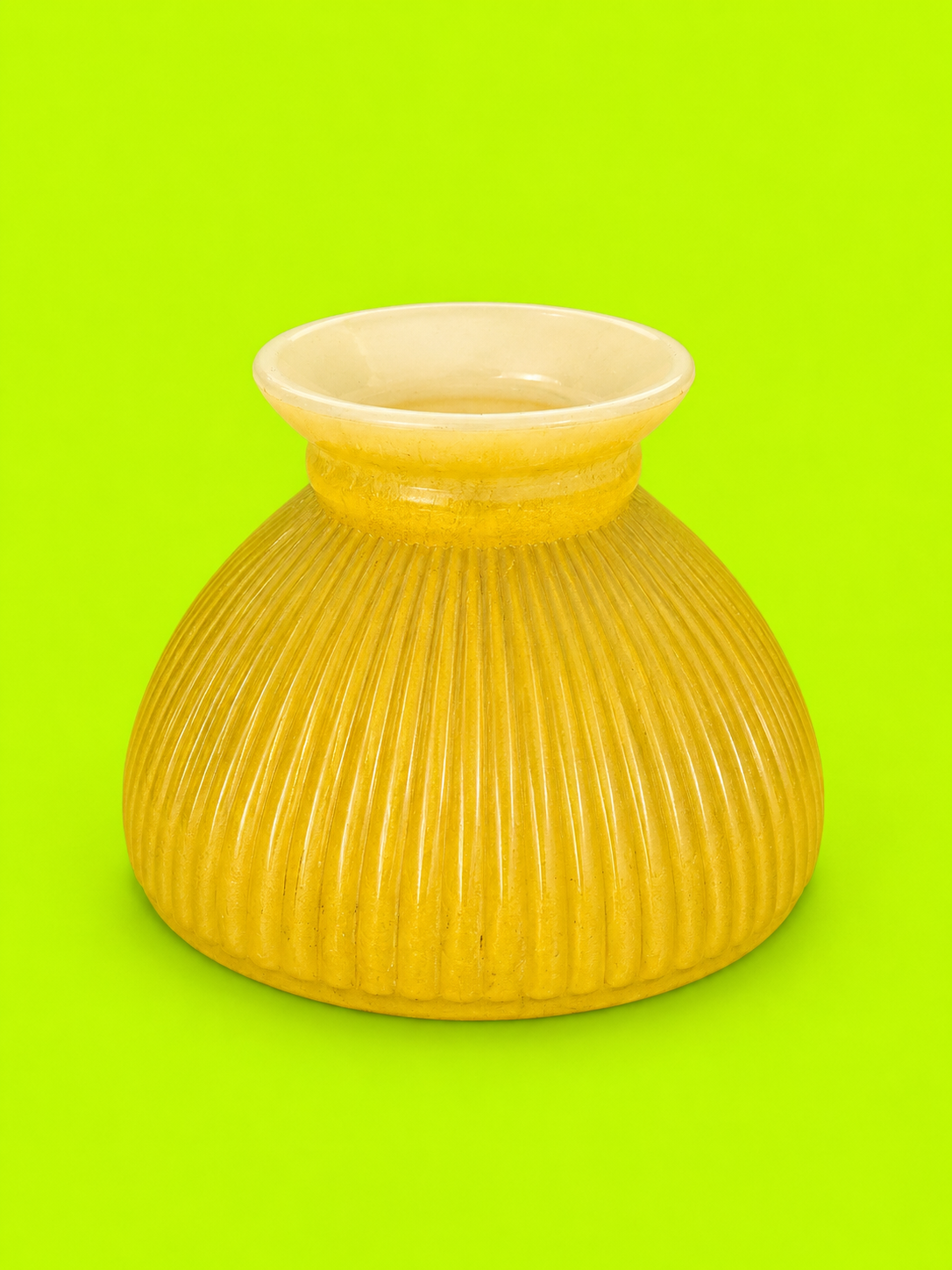 Yellow ribbed lamp shade
