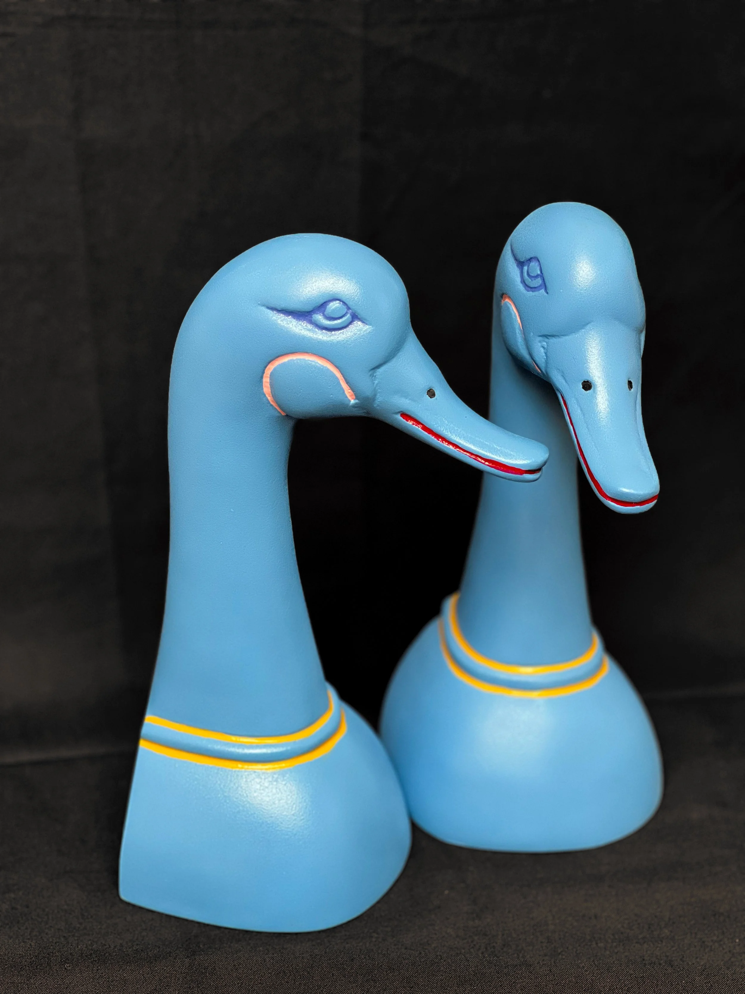Blue-painted Duck Bookends