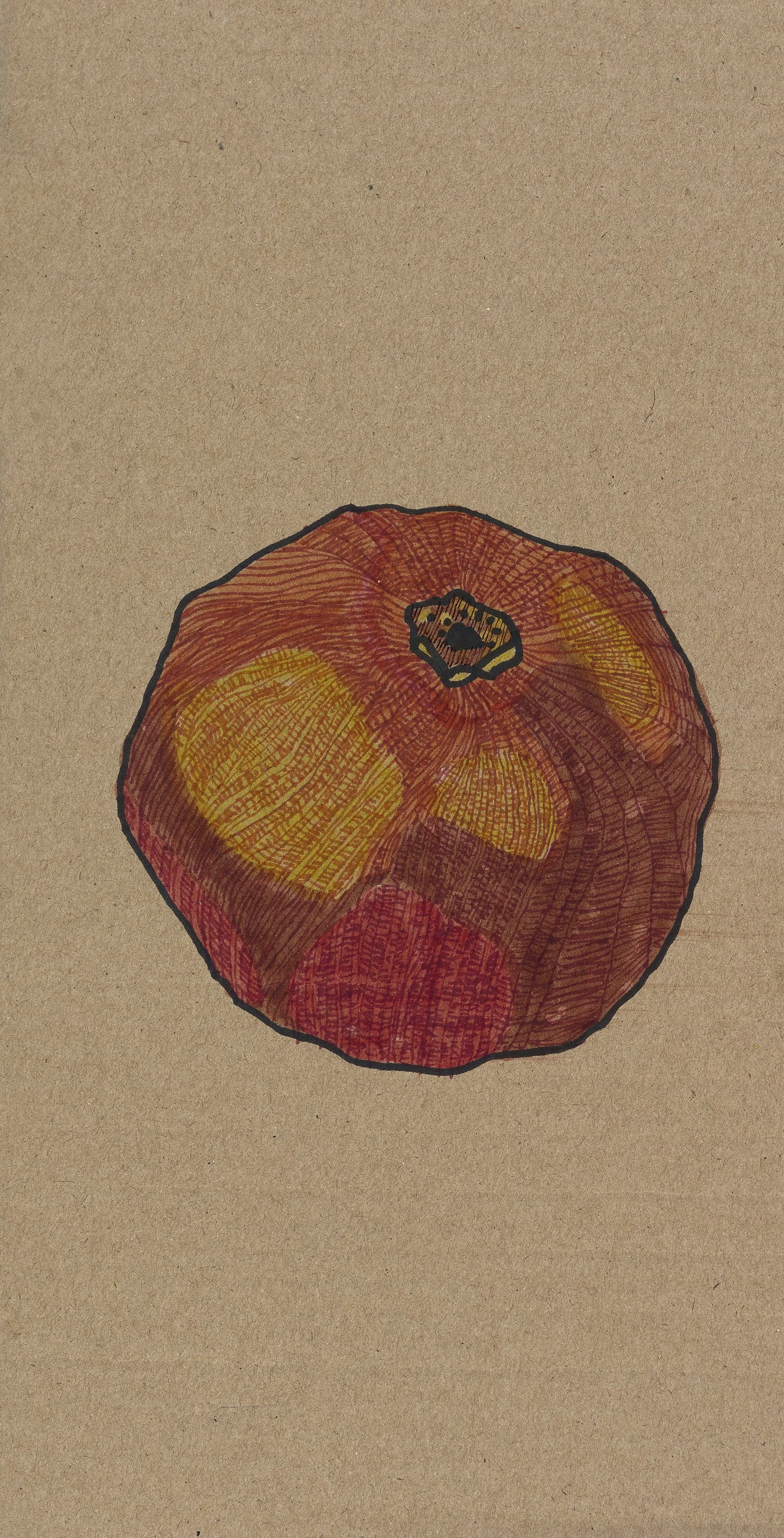 Pen and pencil on recycled cardboard, 2021