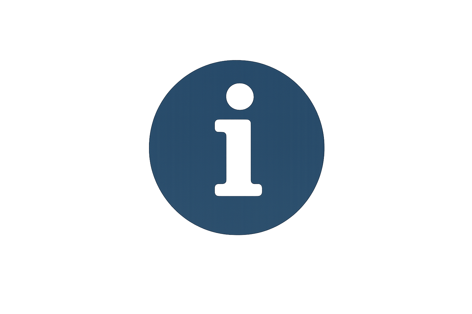 A blue circular icon with a black lowercase letter 'i' in the center, representing an information symbol.