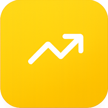 Yellow app icon with a white upward trending arrow.