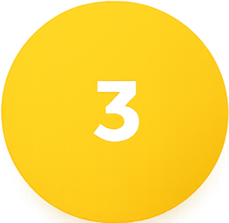 A yellow circular medal with the number 3 in the center.