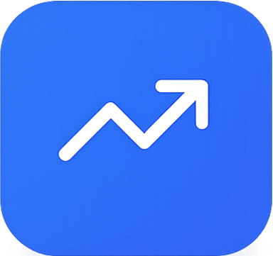 White upward trending arrow on blue background