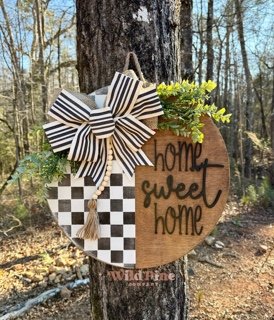 Home Sweet Home Half Checkered Sign