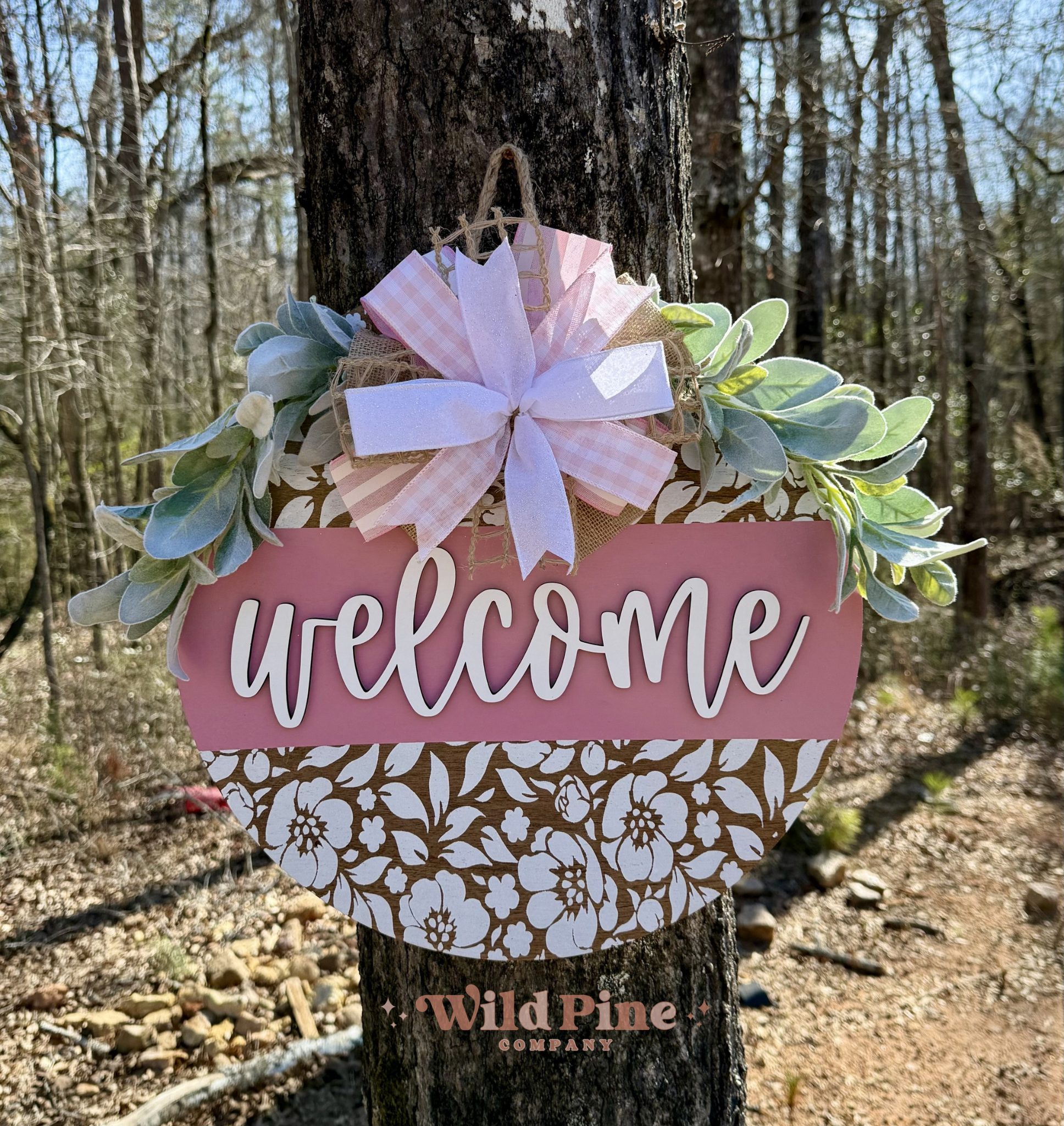 Pink Spring Floral Welcome Hanger