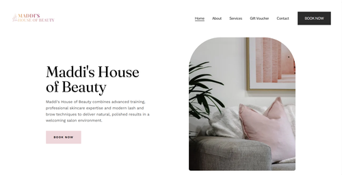 Maddi's House of Beauty website homepage