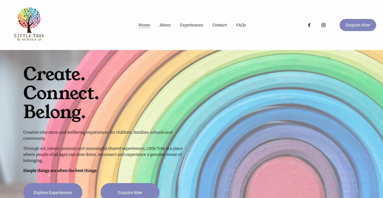Homepage of the Little Tree Echuca website, designed by Conn Web Studio