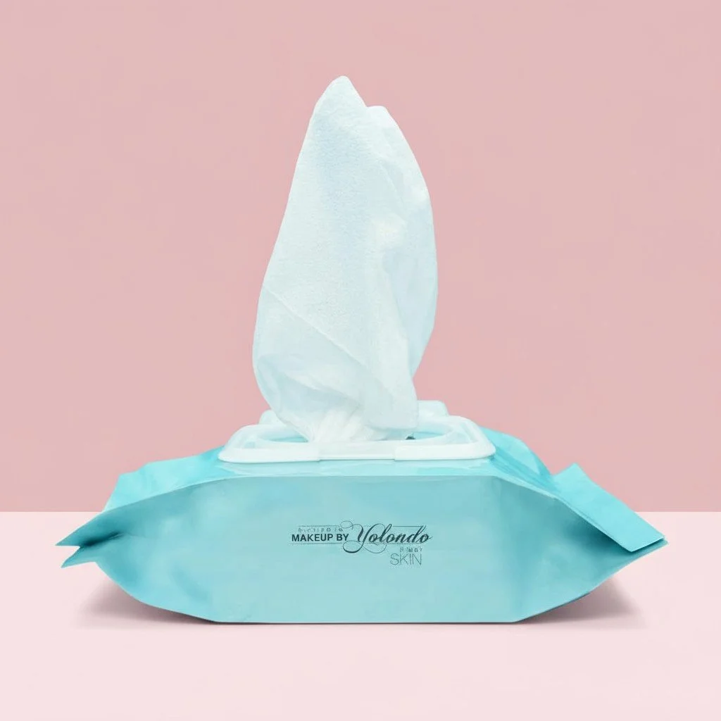 A box of tissues with tissue pulled out, placed against a pink background.