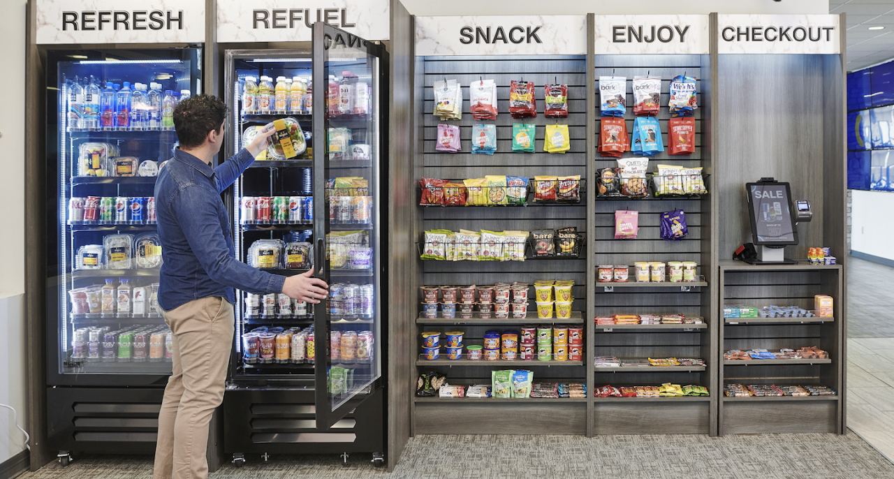 image of an open market with smart vending machines