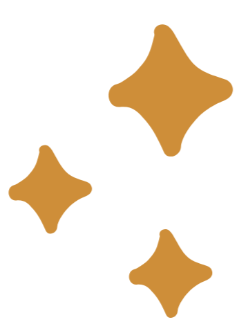 Four stylized, gold-colored star-shaped objects with curved edges on a black background.