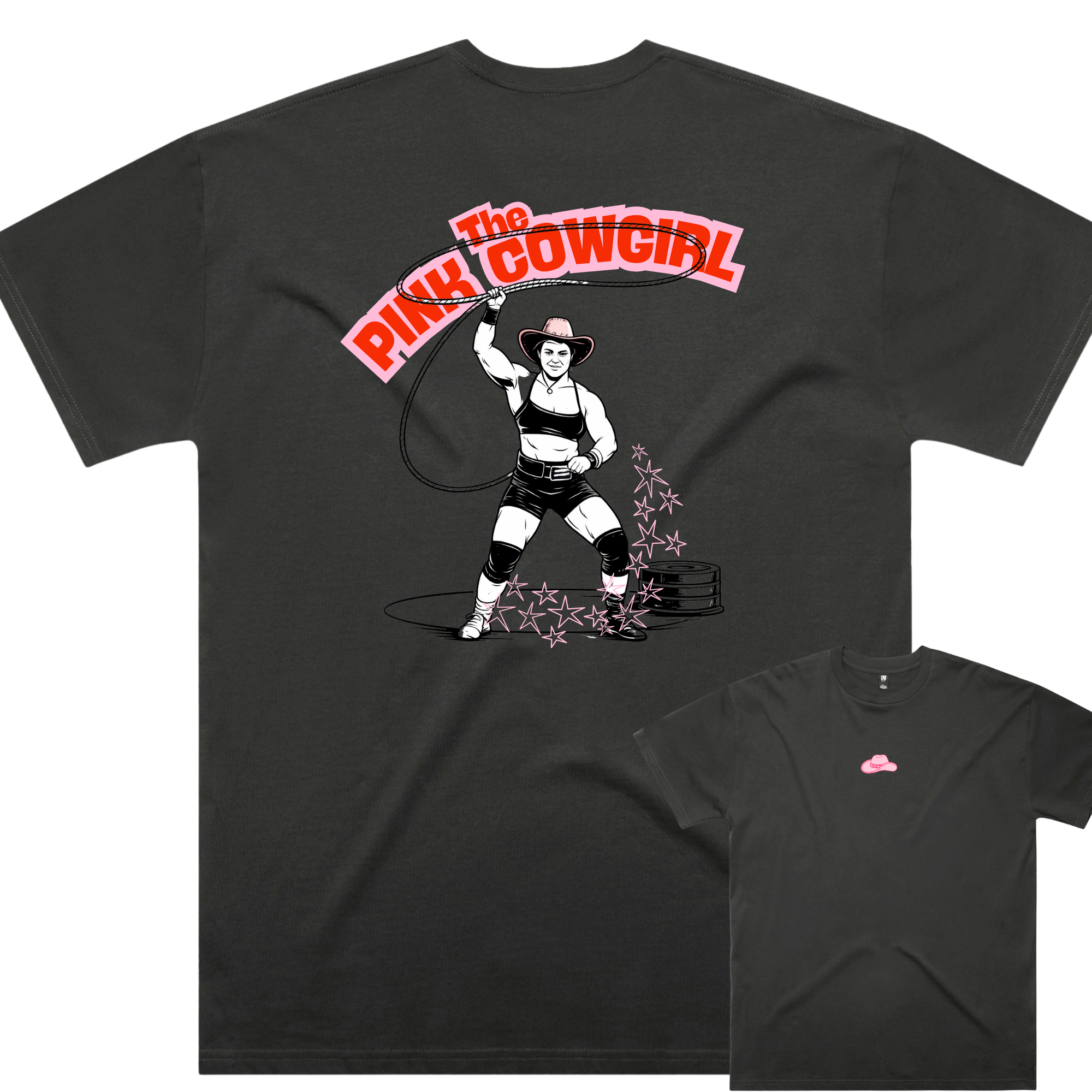 'The Pink Cowgirl' Oversized Tee (Charcoal)