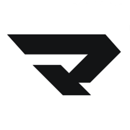 A black abstract geometric logo resembling a stylized arrow or paper plane.