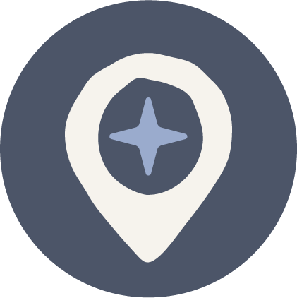 A location pin icon with a star inside, indicating a favorite or special place.