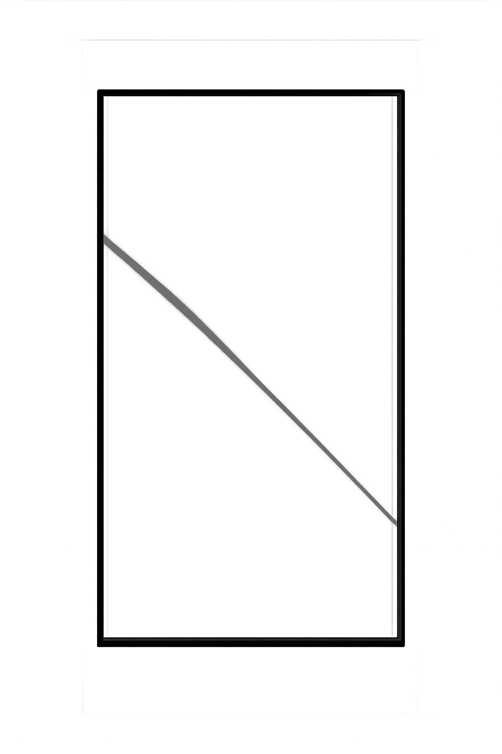 A black and white illustration of a large rectangle with a diagonal grey line running from the bottom left to the top right. There are various measurements and labels around the rectangle, indicating dimensions, but the image lacks color or detailed features.