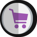 Shopping cart icon on a circular gray and white background