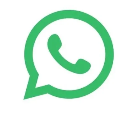 Green WhatsApp logo with speech bubble and telephone icon inside.