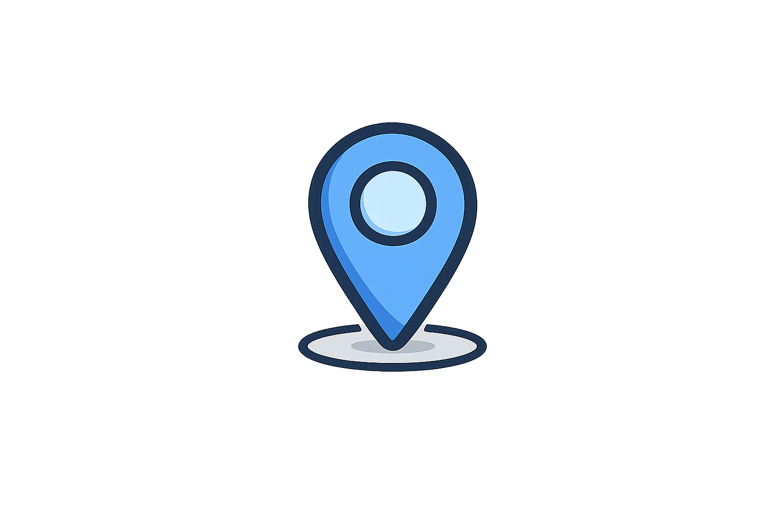 Digital map icon with a blue location pin in the center.