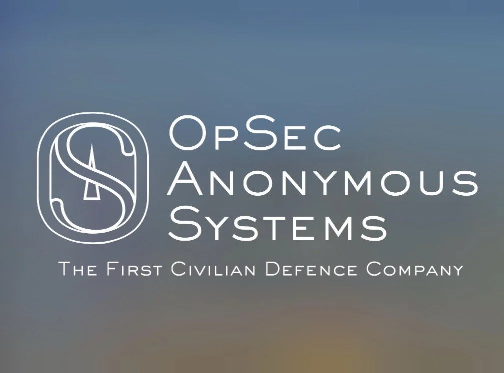 Logo for OpSec Anonymous Systems, a civilian defense company with a stylized 'S' inside a rounded rectangle