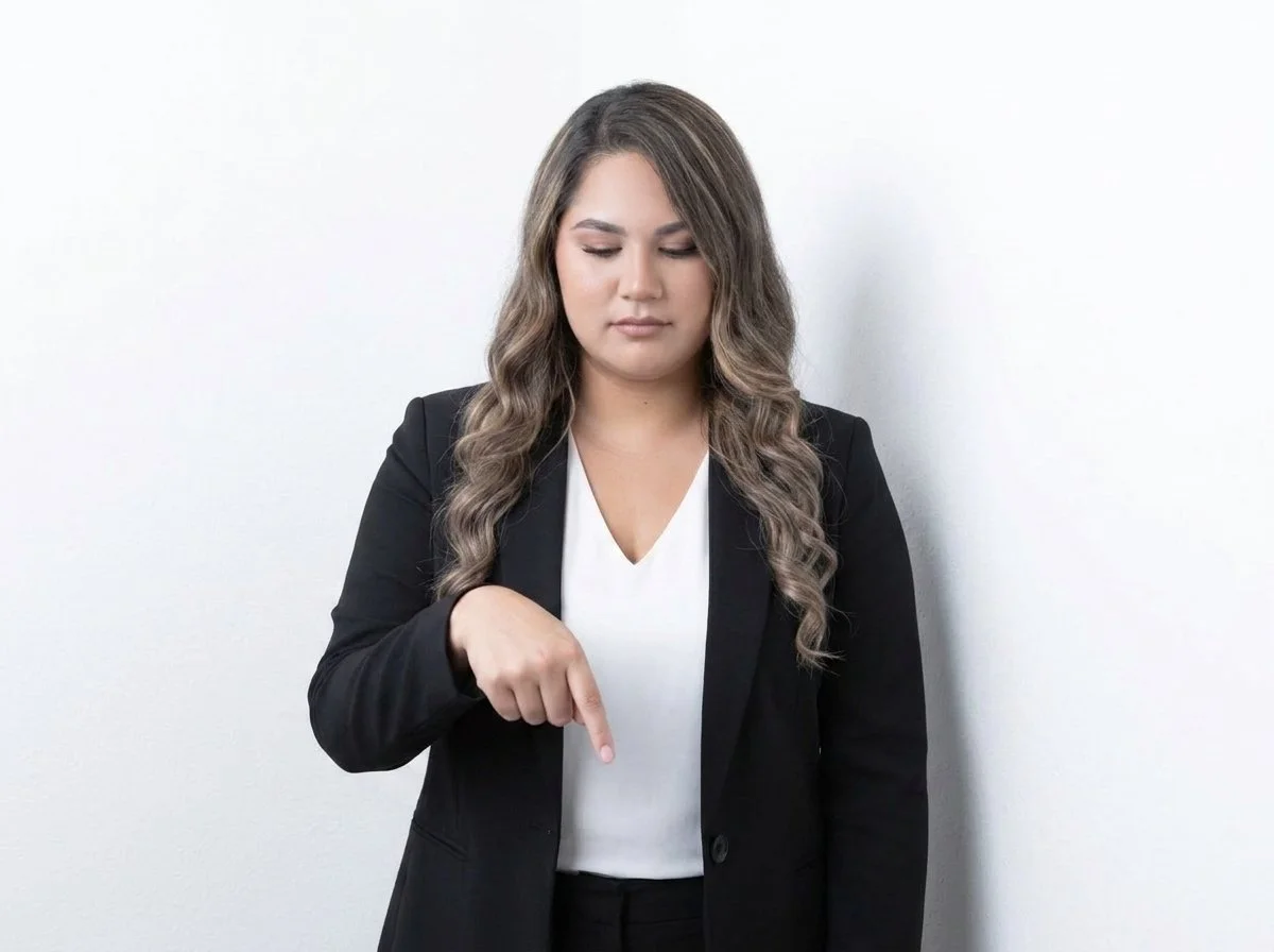 Lawyer pointing down