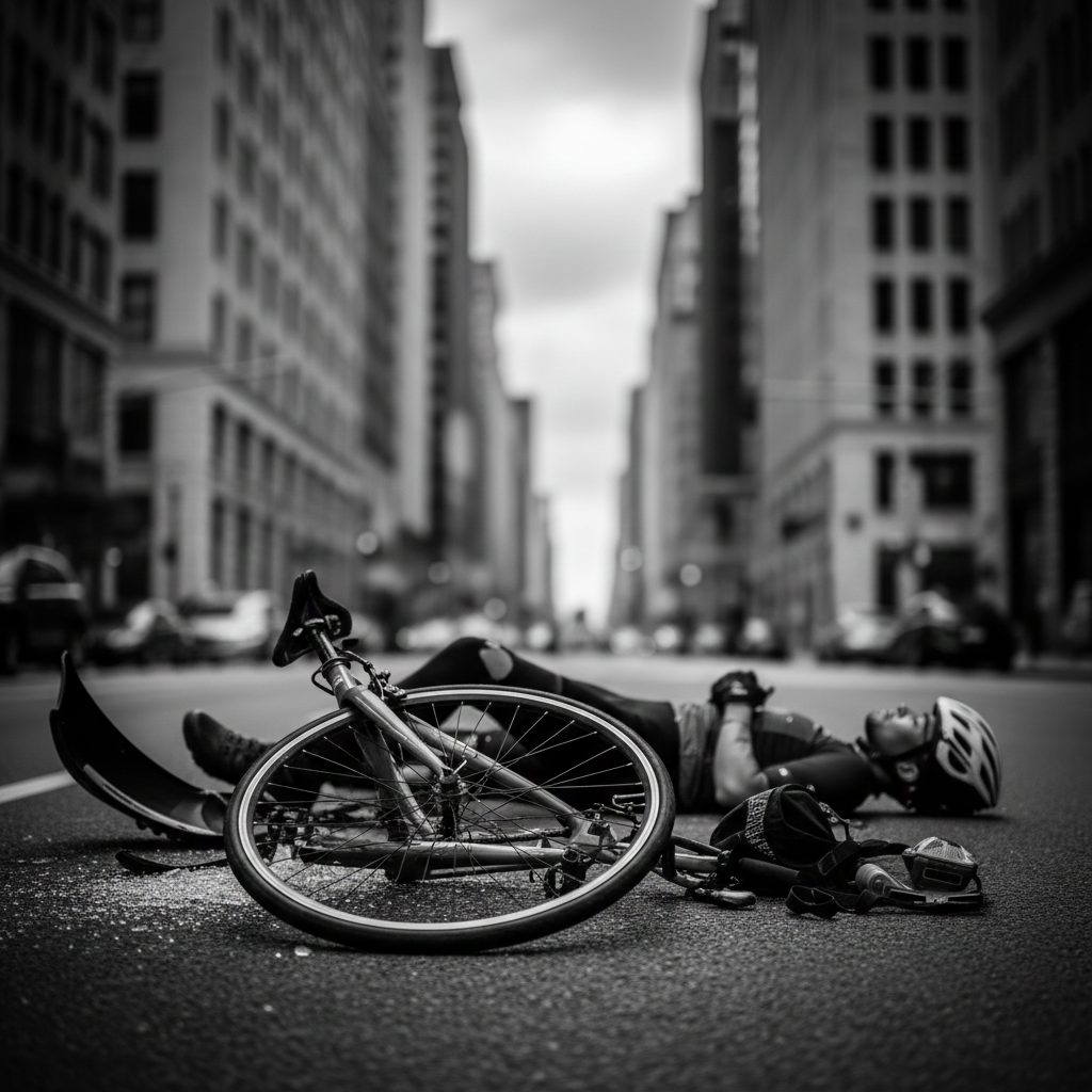 Hit by a car or truck while on a bicycle