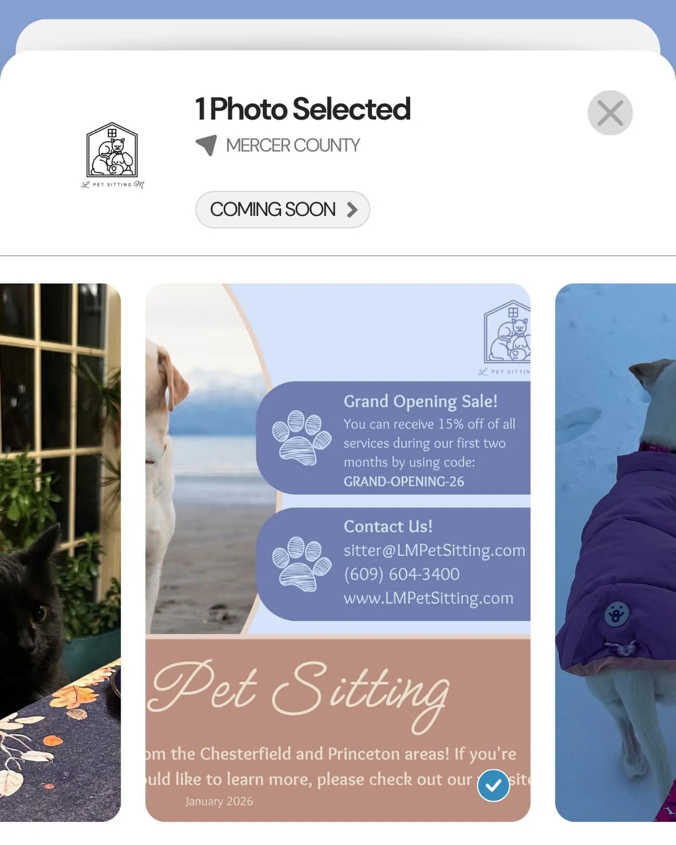 📍COMING SOON!! Opening Sale &mdash; LM Pet Sitting

&mdash; we open our website (and sale) for pre-scheduled visits on February 2nd. However, we will start our actual services in late February. Follow along for more information and updates!! 🐾💗
#p