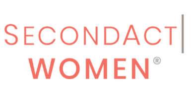Logo with the text "SECONDACT WOMEN" in red and gray, with a black background.