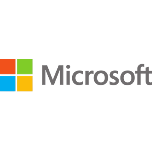 Microsoft logo with four colored squares (red, green, blue, yellow) and the word 'Microsoft' in gray text.