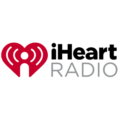 iHeartRadio logo with a red heart and radio waves, and the word 'RADIO' in gray.