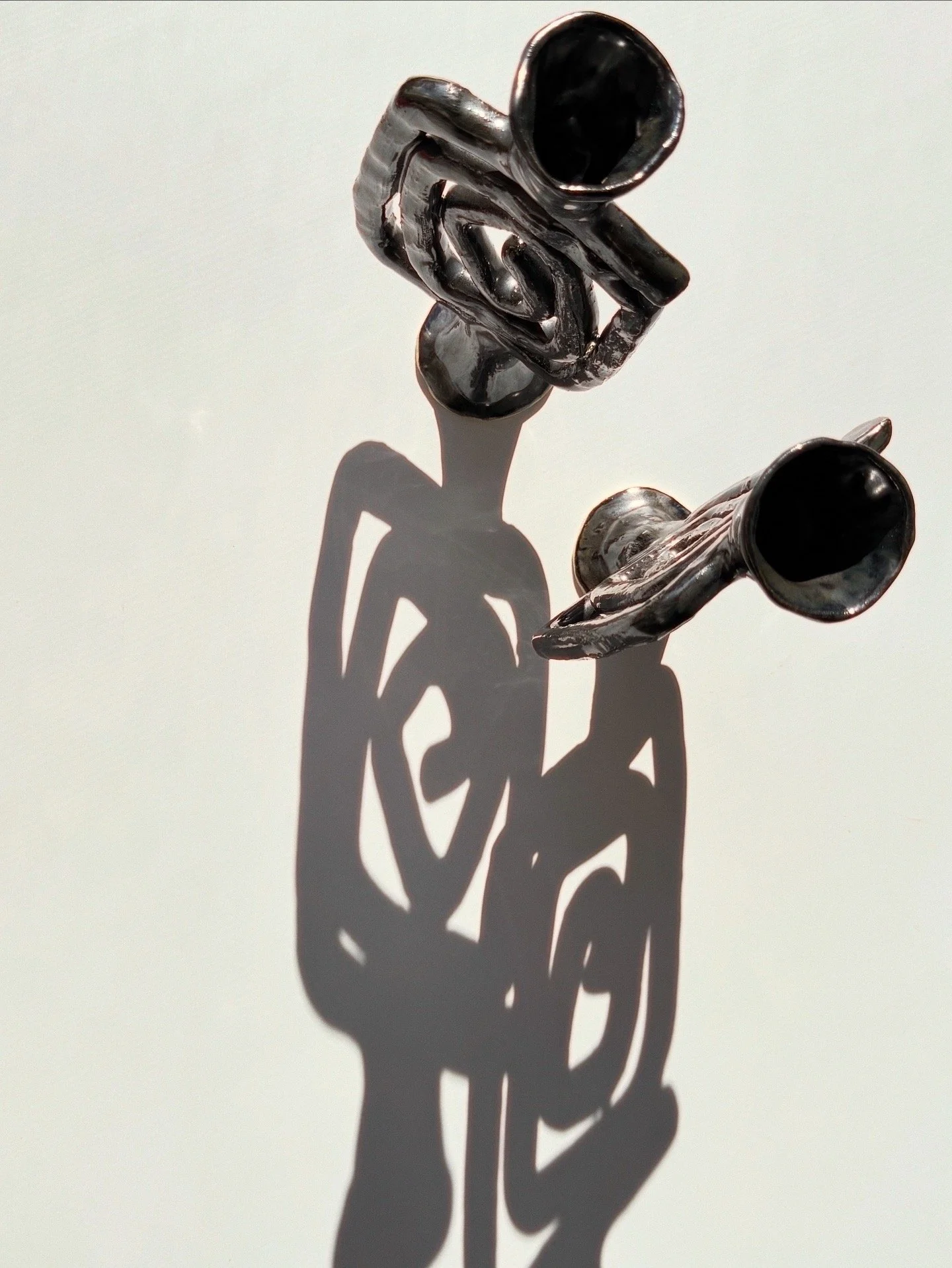 Wonky square spiral candle holders - 7.25"(18.5cm) tall x 4" (10cm) wide / Stoneware / Mirror glaze