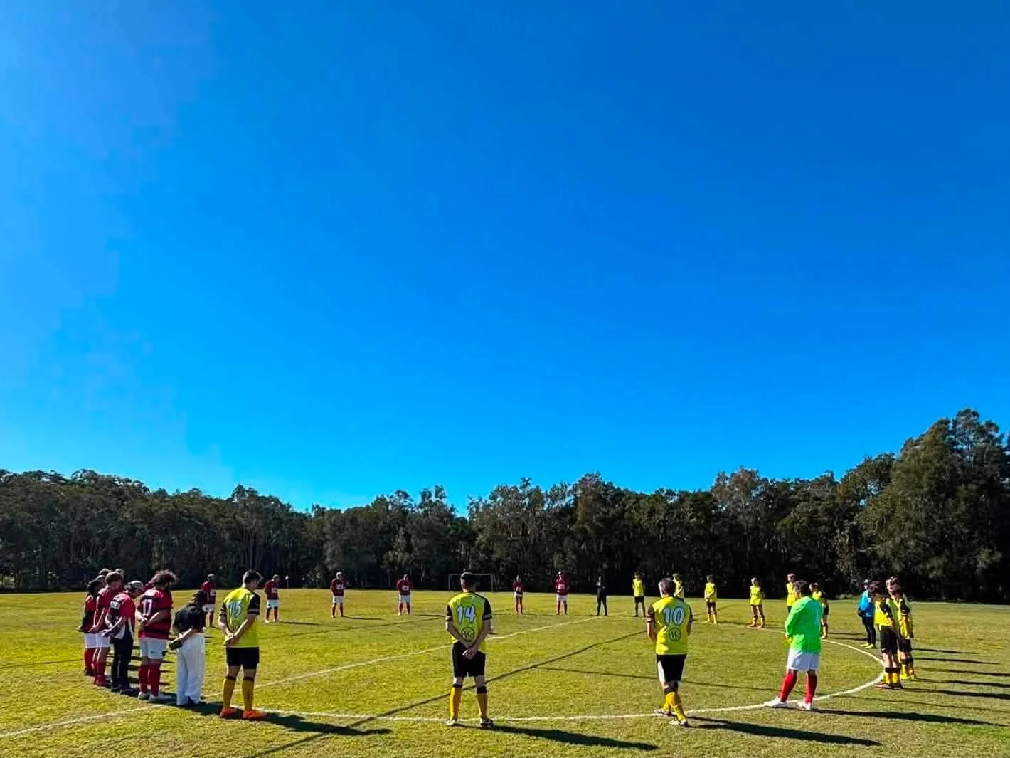 The YUFC Senior Men's Team marked a minute’s silence at home in Wooli on July 25th, 2026.