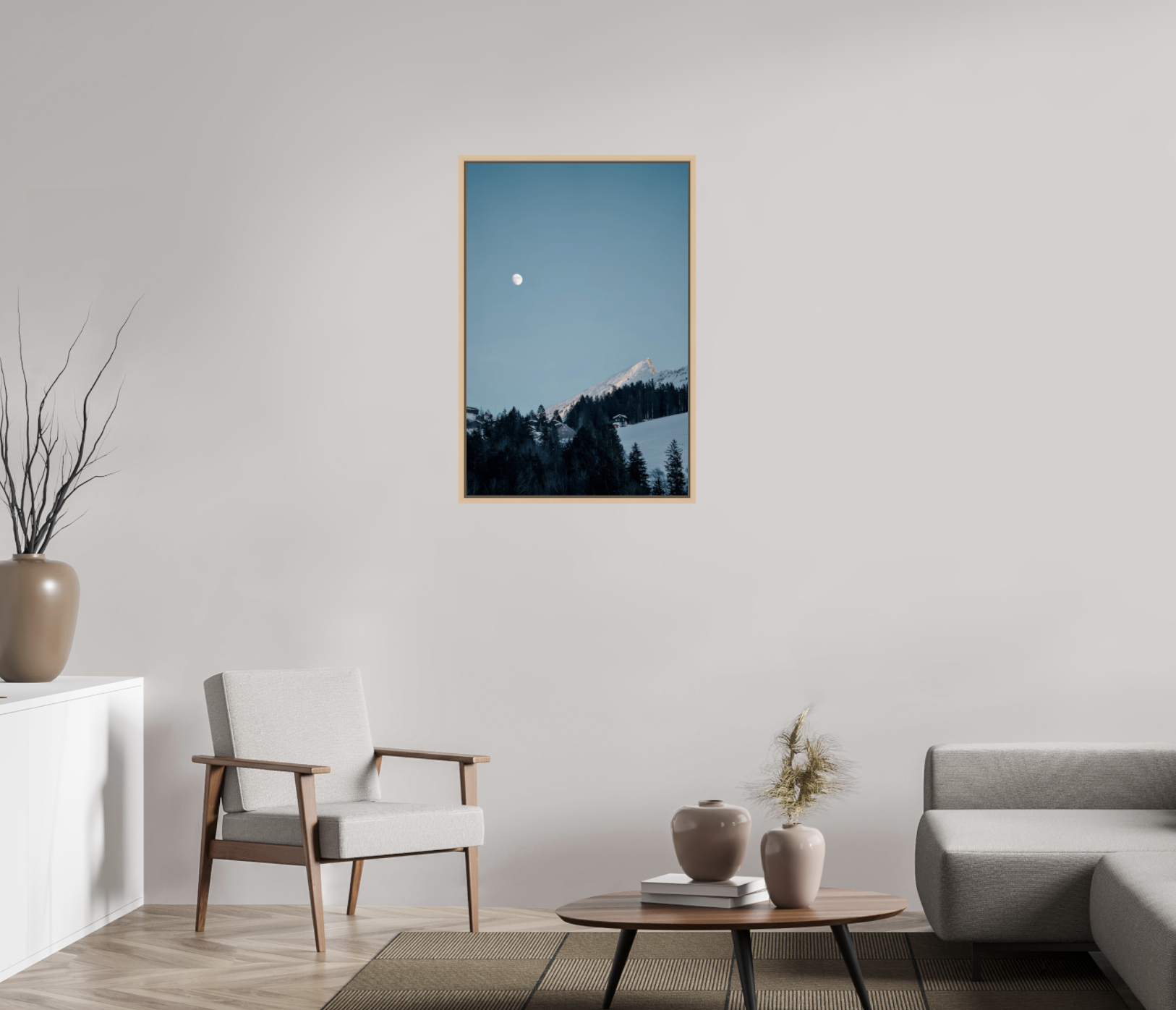 Fine Art Print im Ahorn-Schattenfugenrahmen (90x60 cm) | Amden 1