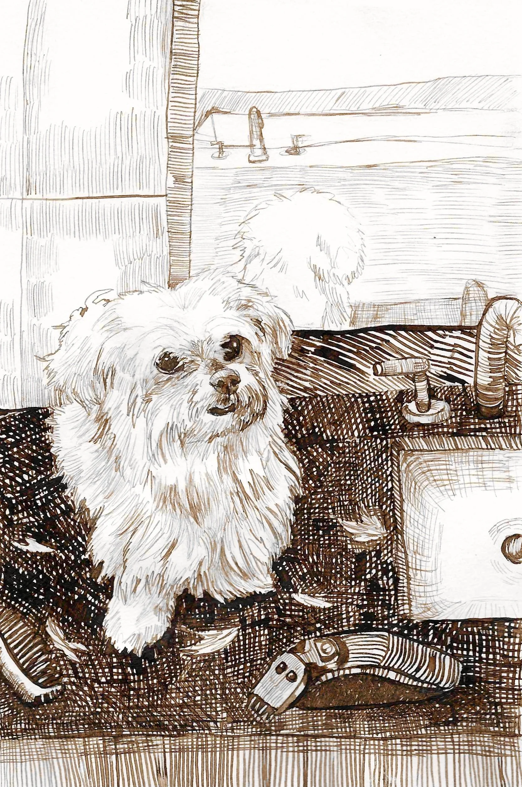 'The Past Six Months' (series), walnut ink, 8 x 10 inches. 2021